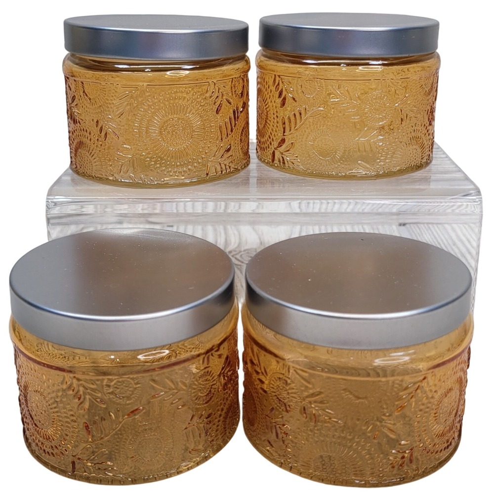 Kate Aspen Garden Blooms Votive Jars Amber Glass Set of 4 KA27194AB